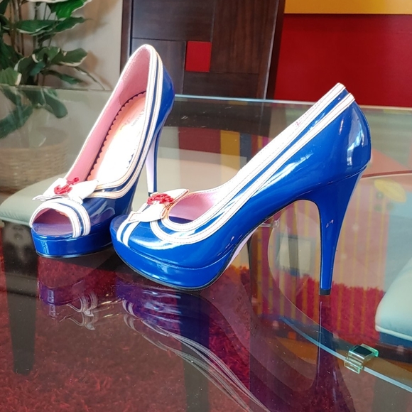 Leg Avenue Shoes - Leg Avenue Nautical High Heels Pump Peep Toe Shoes